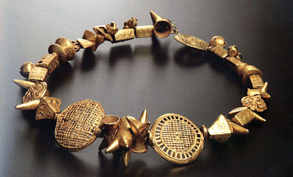 Akan gold necklace, 17th-19th century, Ghana. Jamestown-Yorktown Foundation Collection.