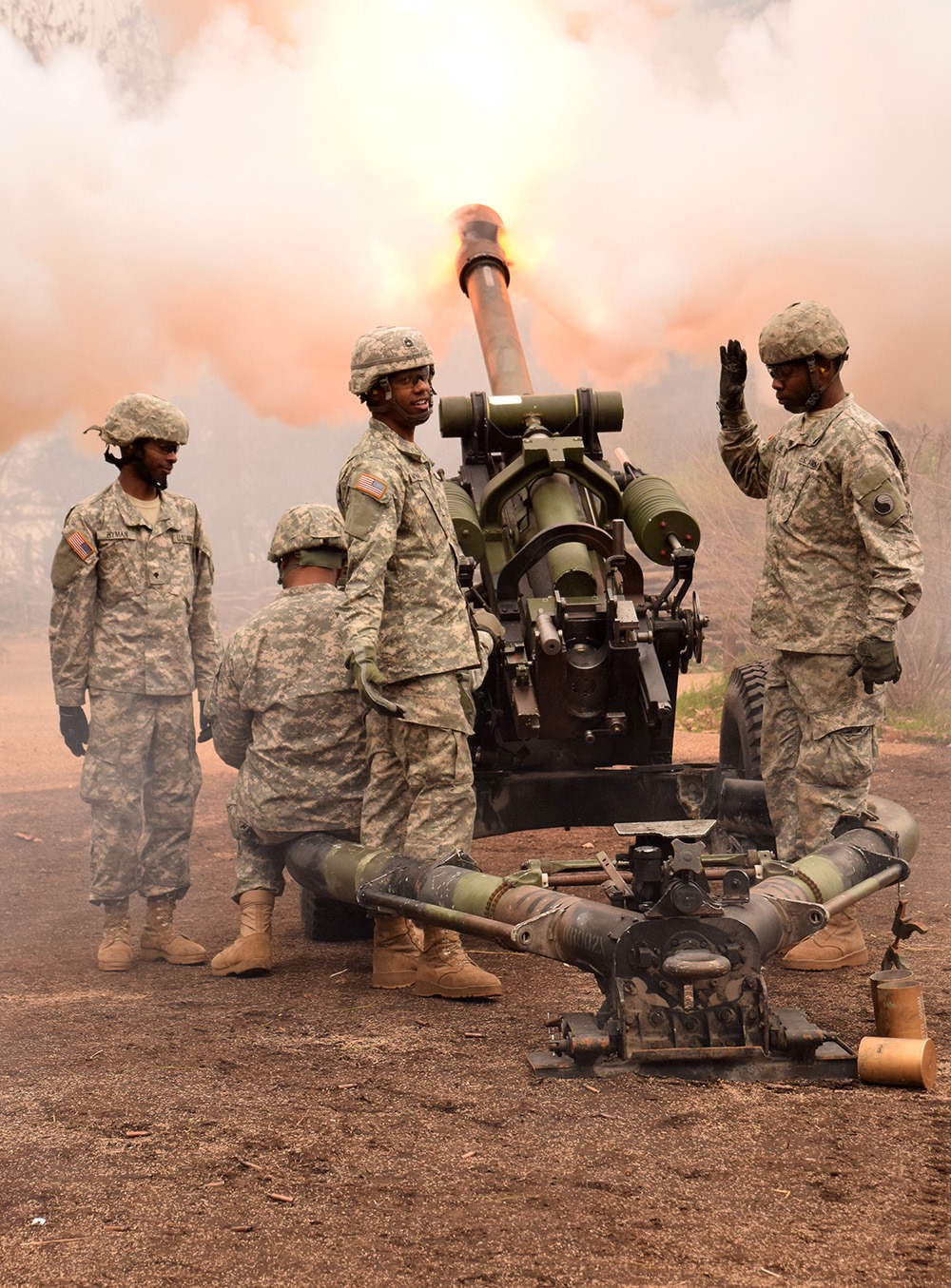 Virginia Army National Guard fires a 105mm howitzer. Photo by Bob Ruegsegger.