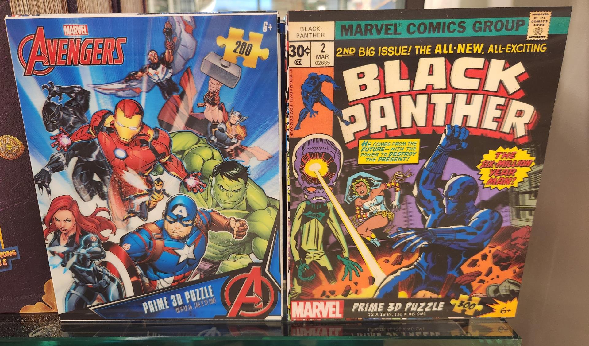 Black Panther and Marvel Studio puzzle boxes