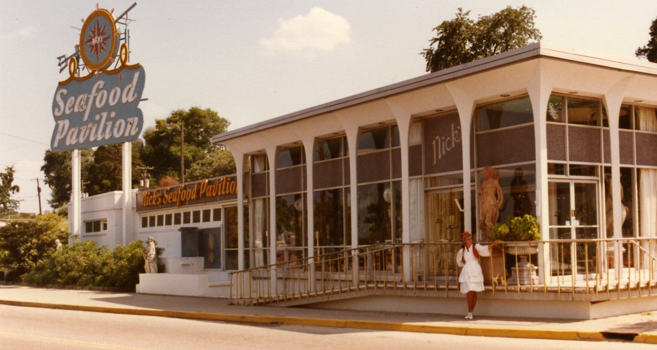 Exterior view of Nick's Seafood Pavilion restaurant