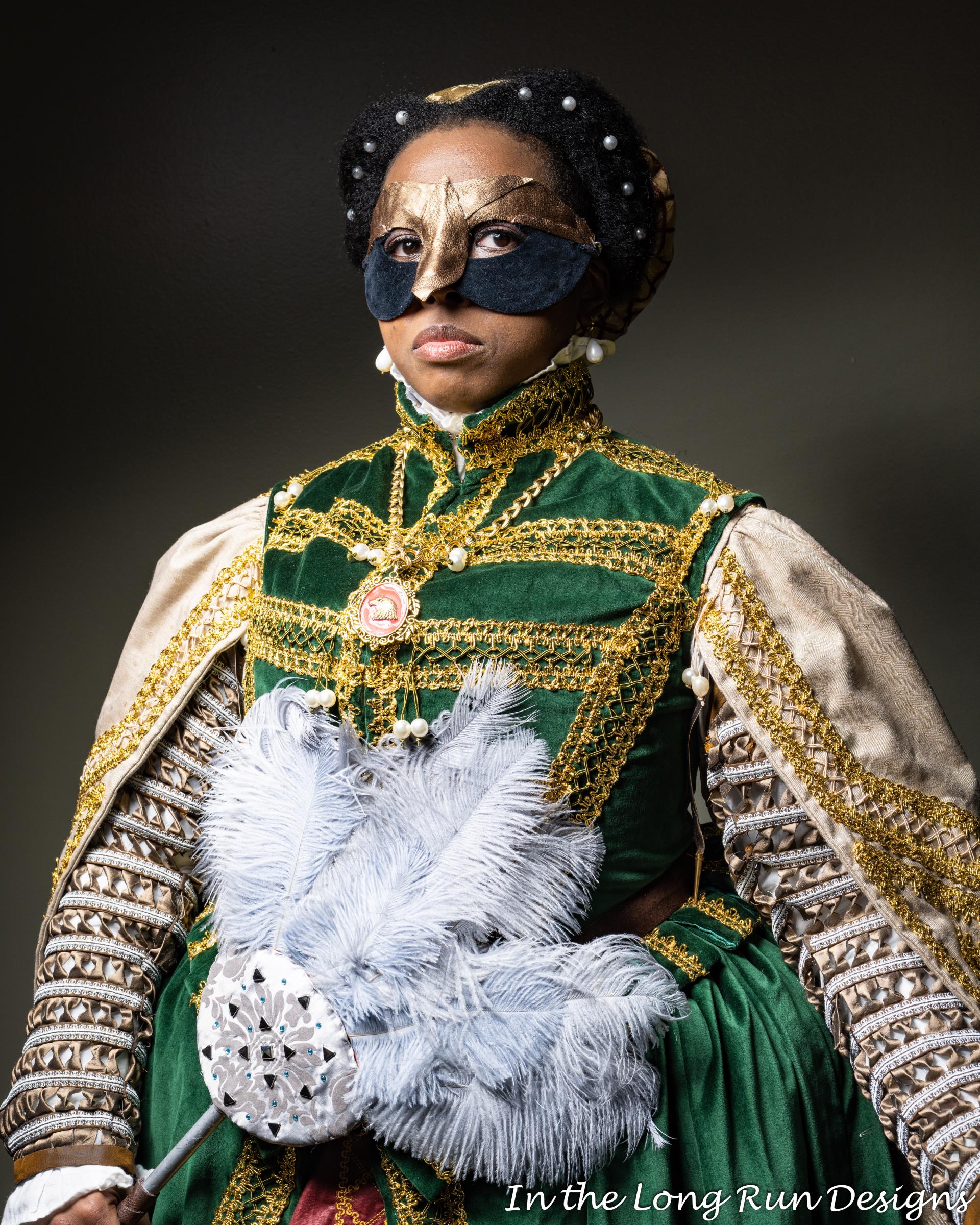 A portrait of Shasta Schatz in Elizabethan costume