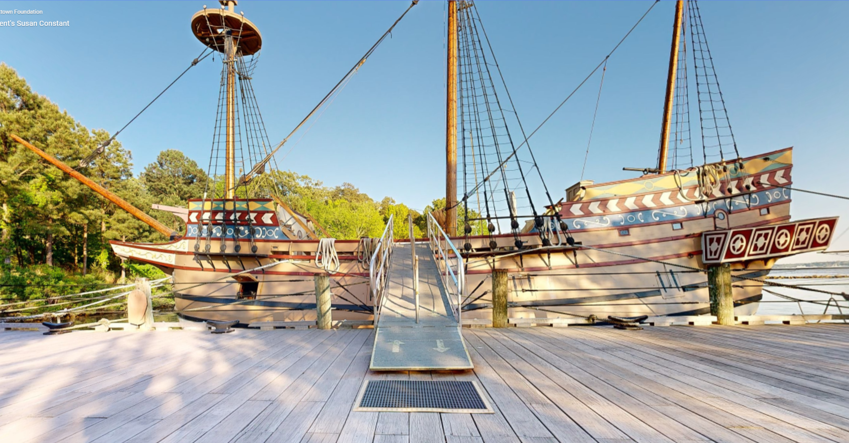 A 360 video still frame of the Susan Constant