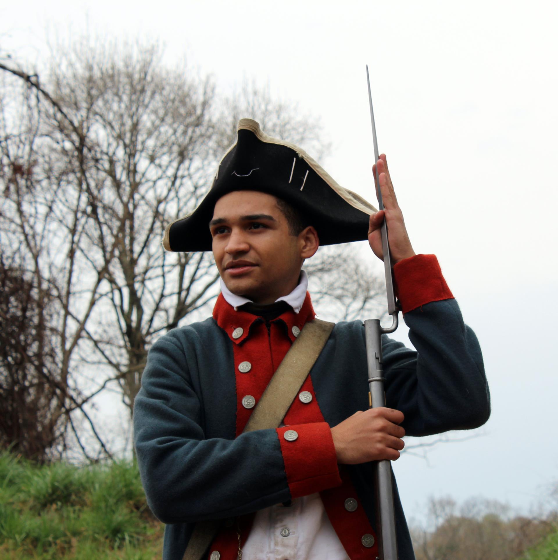 A Continental Army soldier with a musket