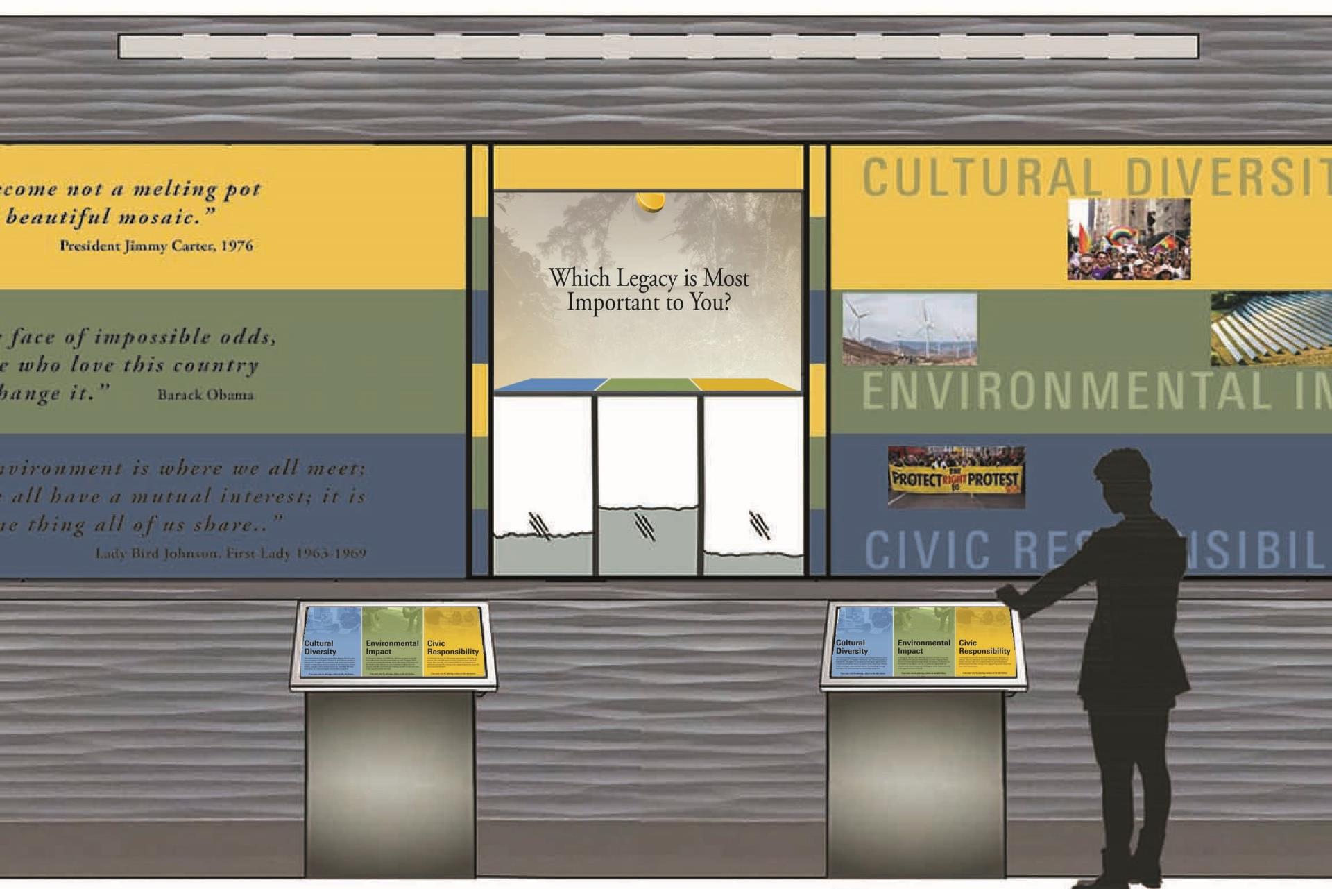 A conceptual drawing of the Legacy Exhibition wall