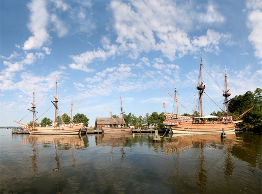 Jamestown Settlement's replica ships - Godspeed, Discovery and Susan Constant