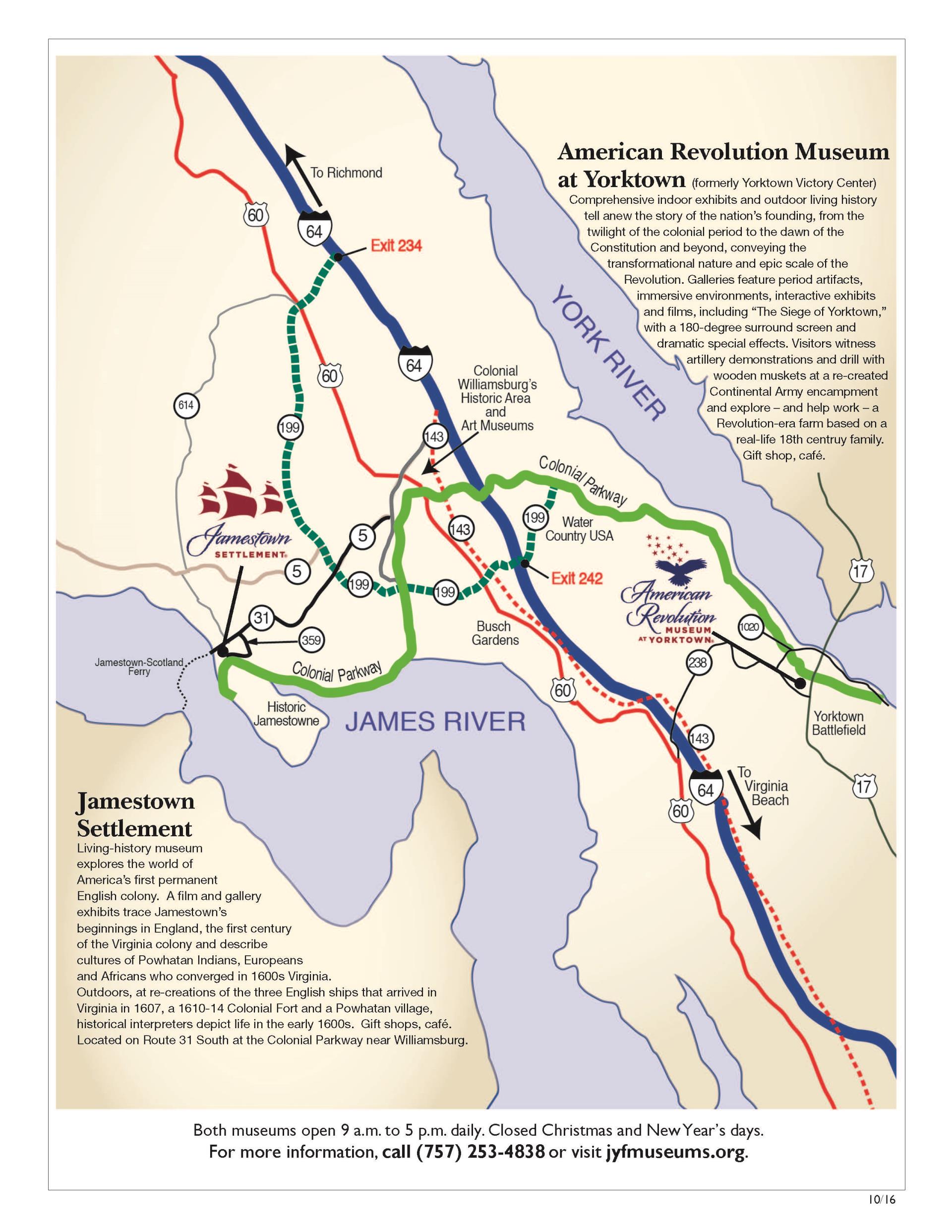 Map of Jamestown Settlement and American Revolution Museum at Yorktown